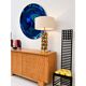 Mid-century modern Italian table lamps with hand-sculpted brass, floral pattern.