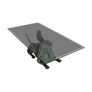 Table en bronze avec plateau en