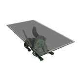 Table en bronze avec plateau en verre représentant un sphinx