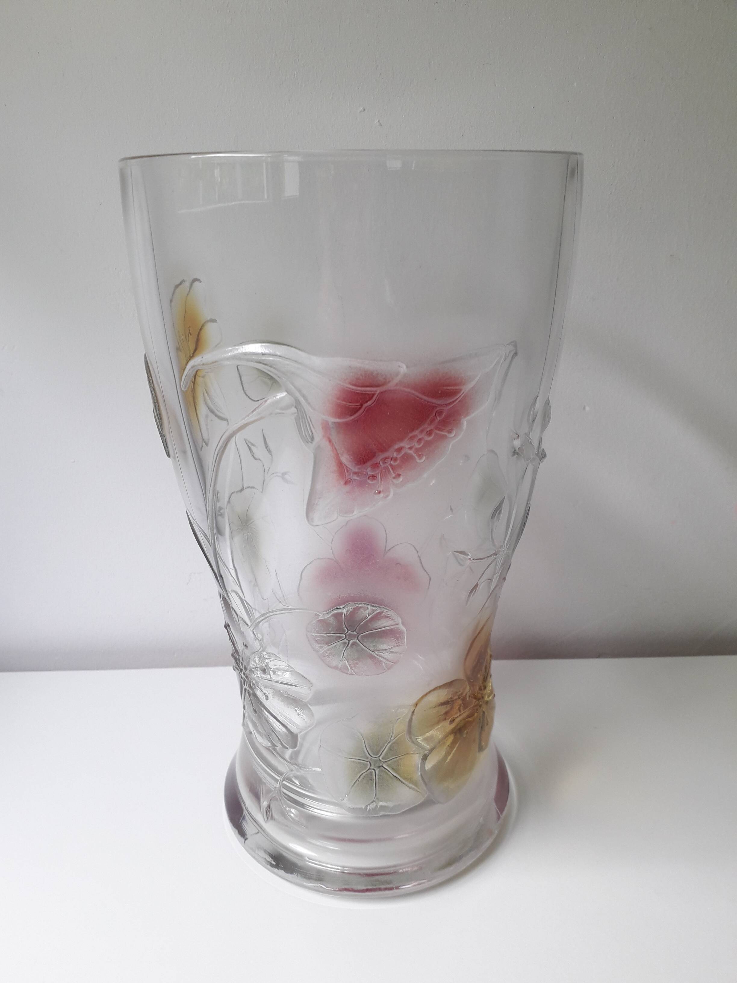 Vintage Luminarc decorated nasturtium vase (25cm) A1