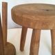 Pair of tripod stools of farm in raw Elm