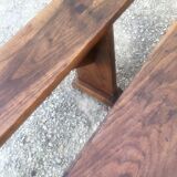 Pair of farm benches in rustic oak
