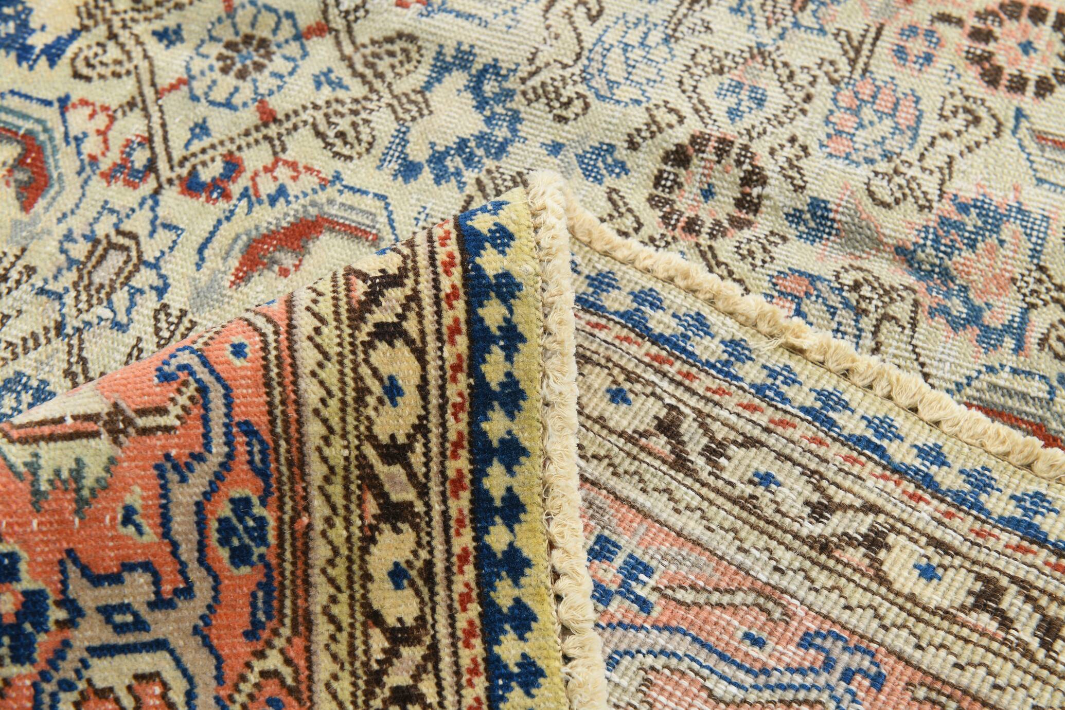 8x11 Vintage Large Blue & Cream Persian Rug, 240x351Cm