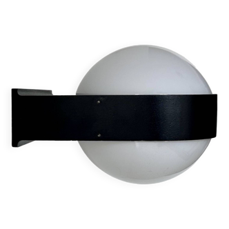 Vintage wall lamp, opaline and matte black metal, Raak Netherlands 1970