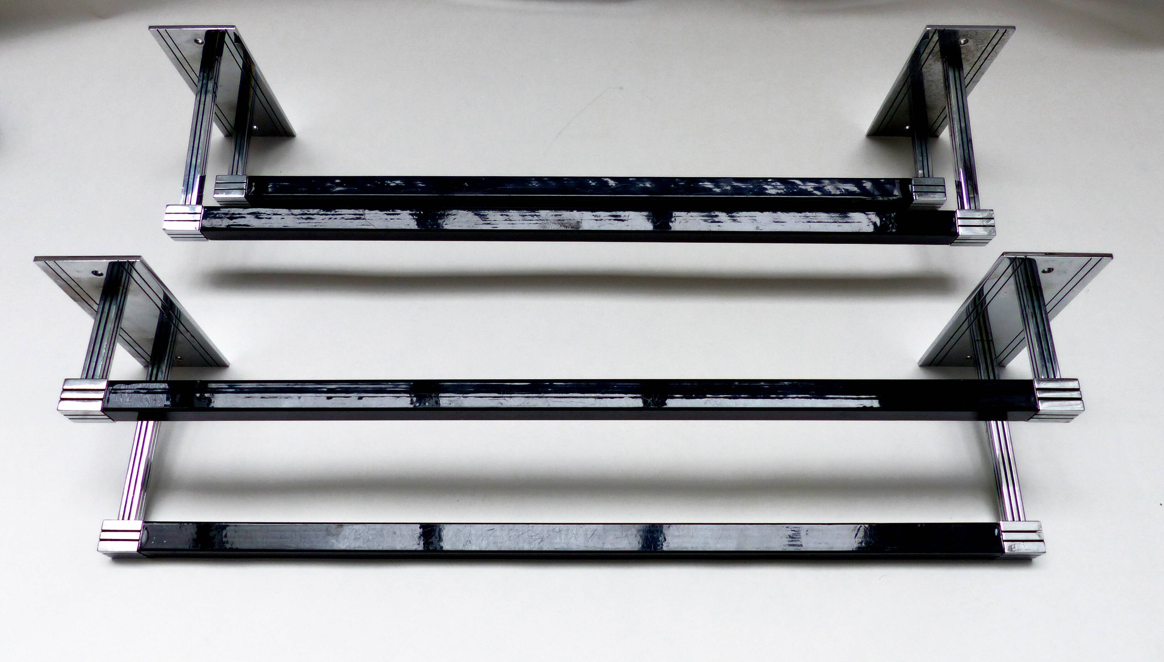 Black and silver art deco double towel rail