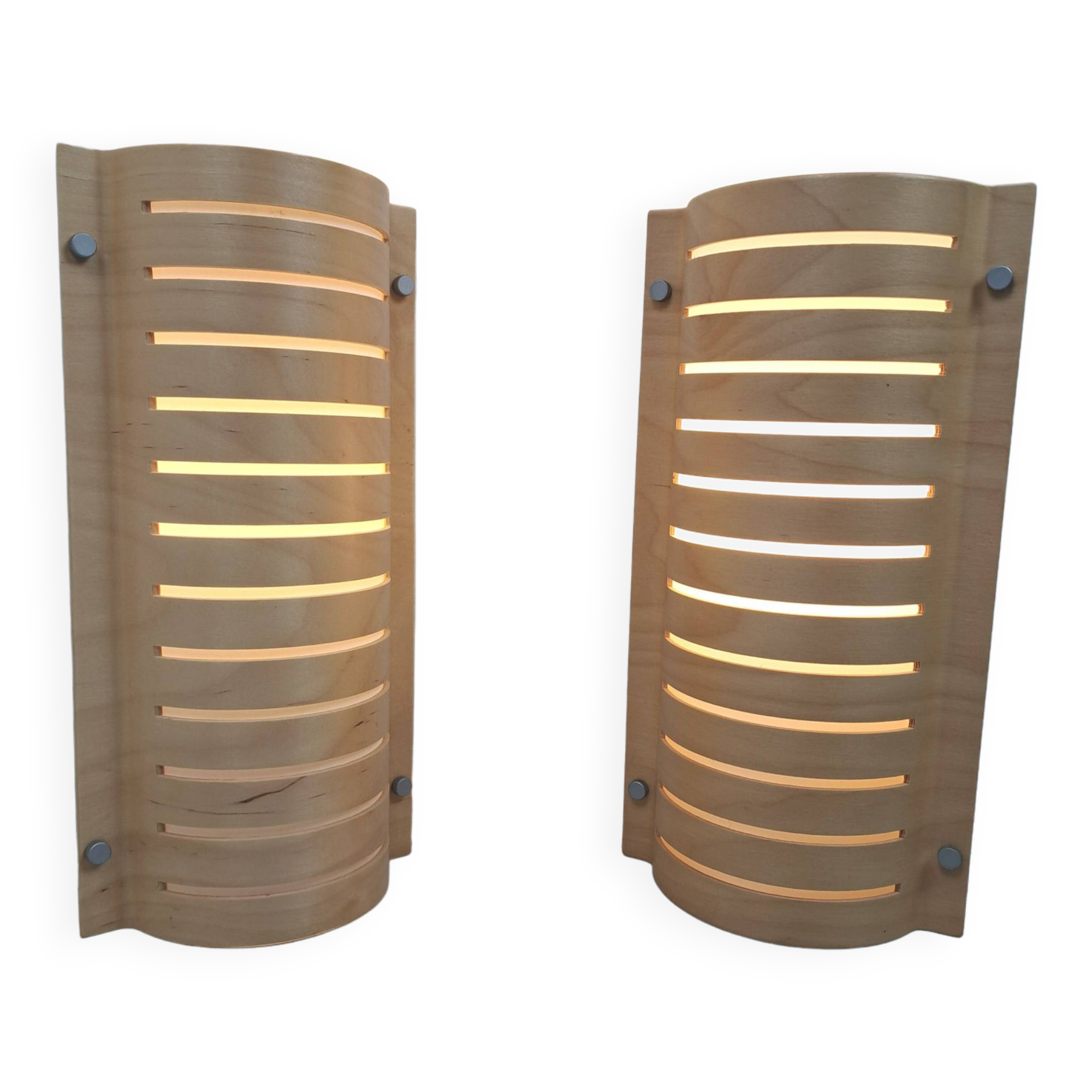 Pair of vintage 90s Strimma bent wood wall lights from Ikea