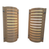 Pair of vintage 90s Strimma bent wood wall lights from Ikea