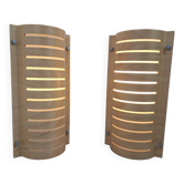 Pair of vintage 90s Strimma bent wood wall lights from Ikea