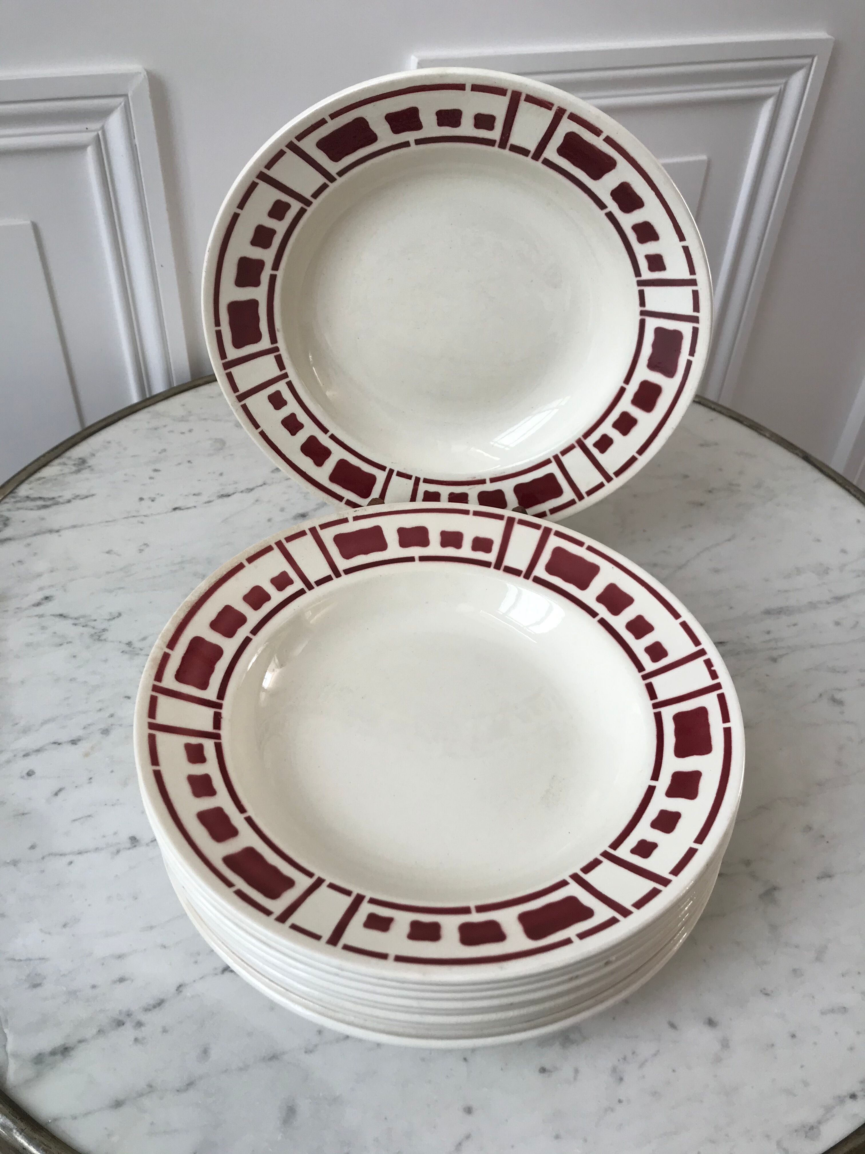 Lot de 6 assiettes creuses badonviller modèle barbizon années 30