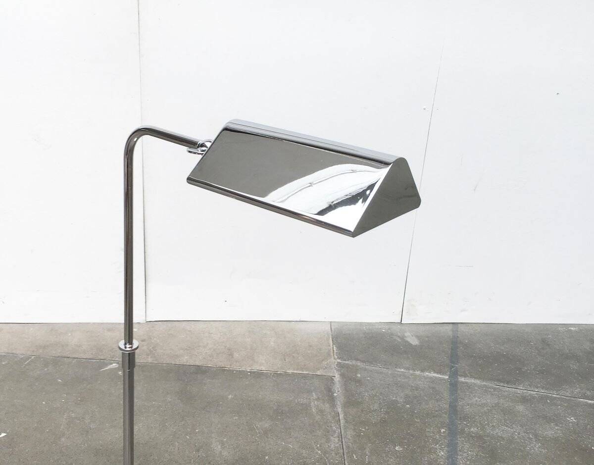 Chrome floor lamp in Hollywood Regency style, vintage German by Florian Schulz, 1970s.