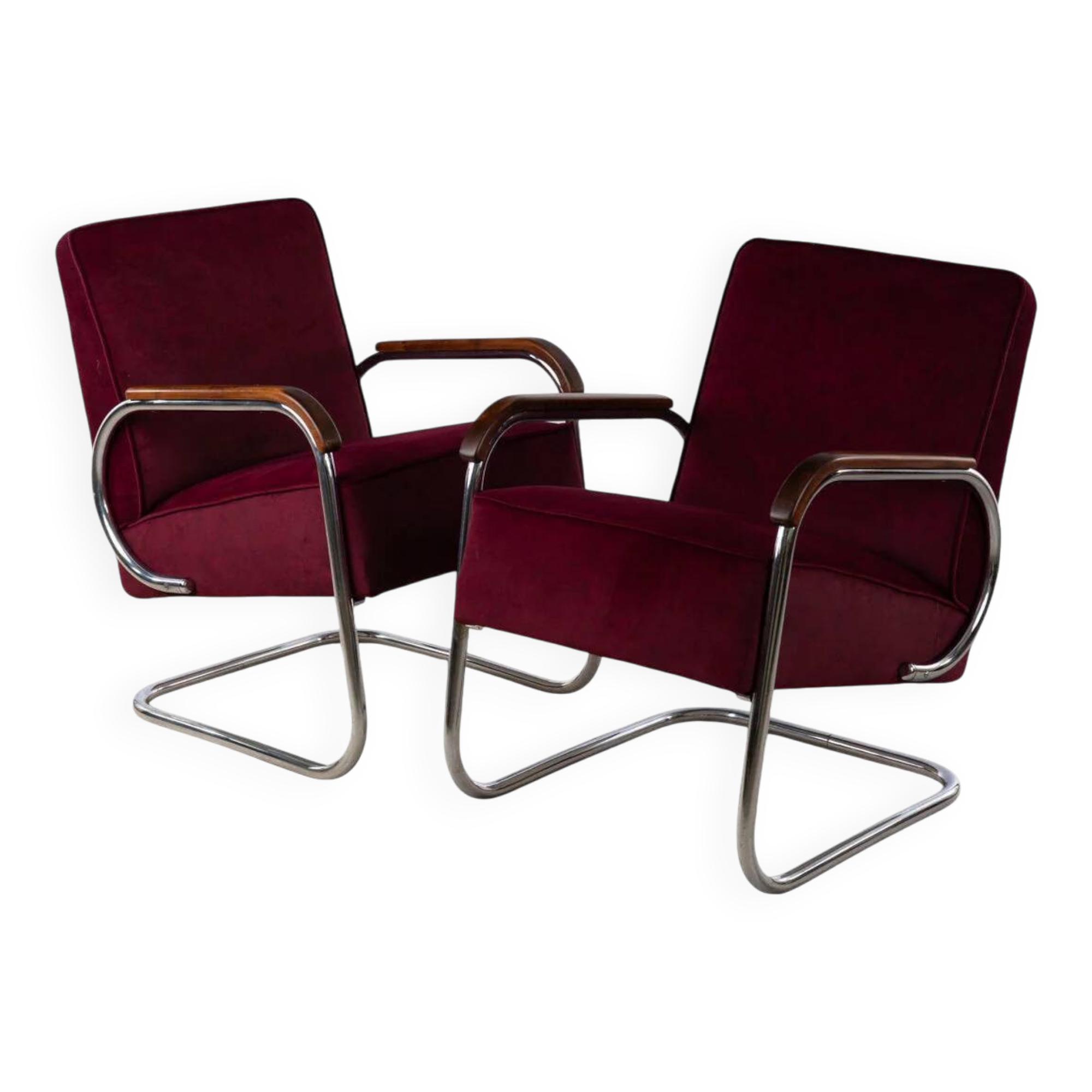1930s Bauhaus Cantilever Armchair Model EK32, Pair of 2 by Gottwald