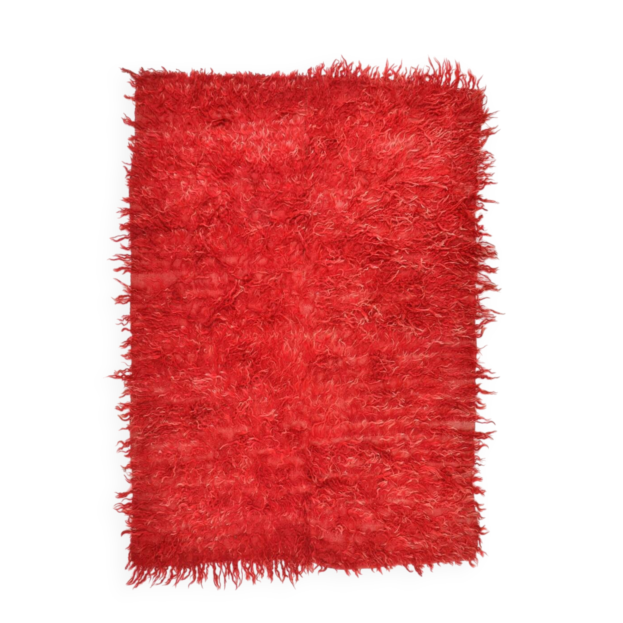 4x6 Turkish Handwoven Red Kilim Rug, Super Soft Bohemian Carpet, Antique