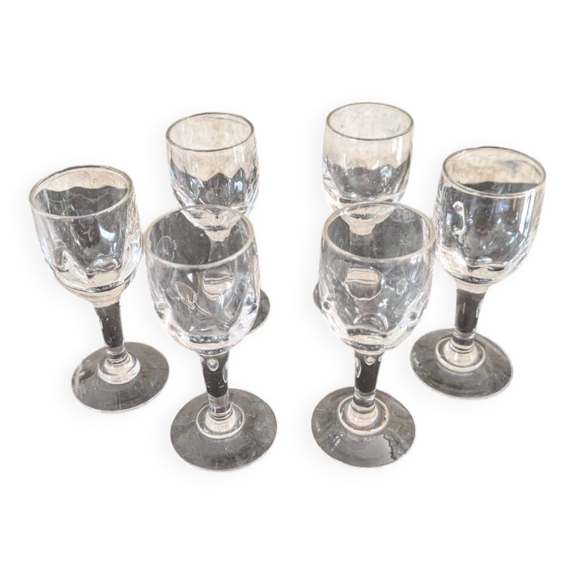 6 small vintage liqueur glasses
