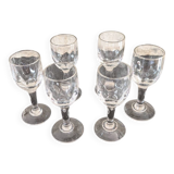 6 small vintage liqueur glasses