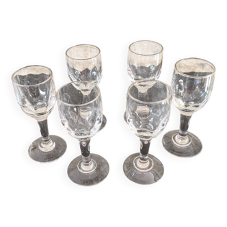6 small vintage liqueur glasses
