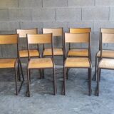 Series of 8 stackable vintage chairs