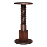 Vintage column, press screw column, wooden saddle, turned wooden foot