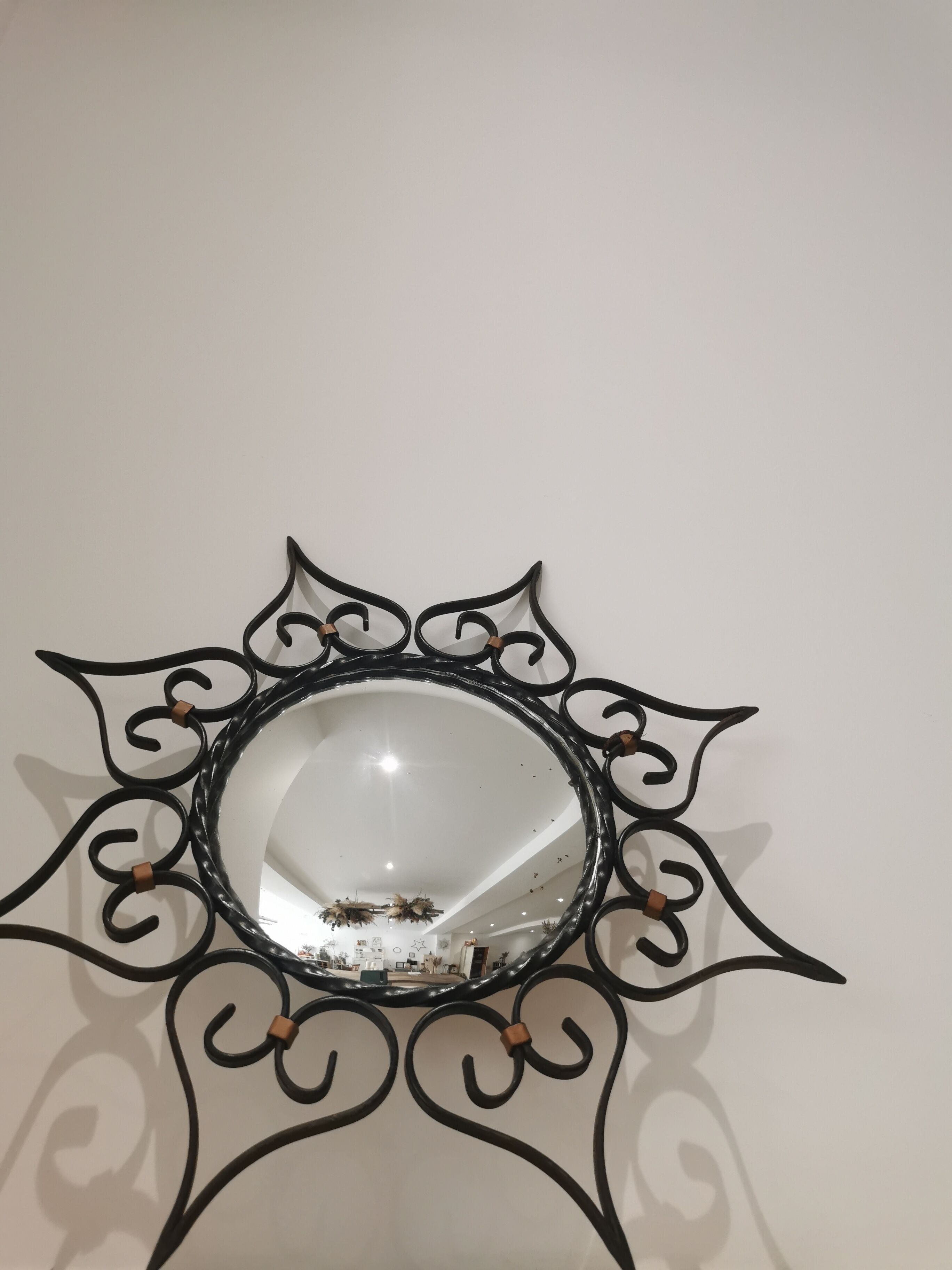Witch mirror wrought iron and vintage brass