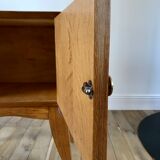 Bedside table in oak and brass 50s
