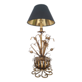 Vintage Mid-Century Hollywood Regency 1960s gold metal floral lamp