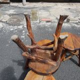 Table and 6 brutalist stools 1970
