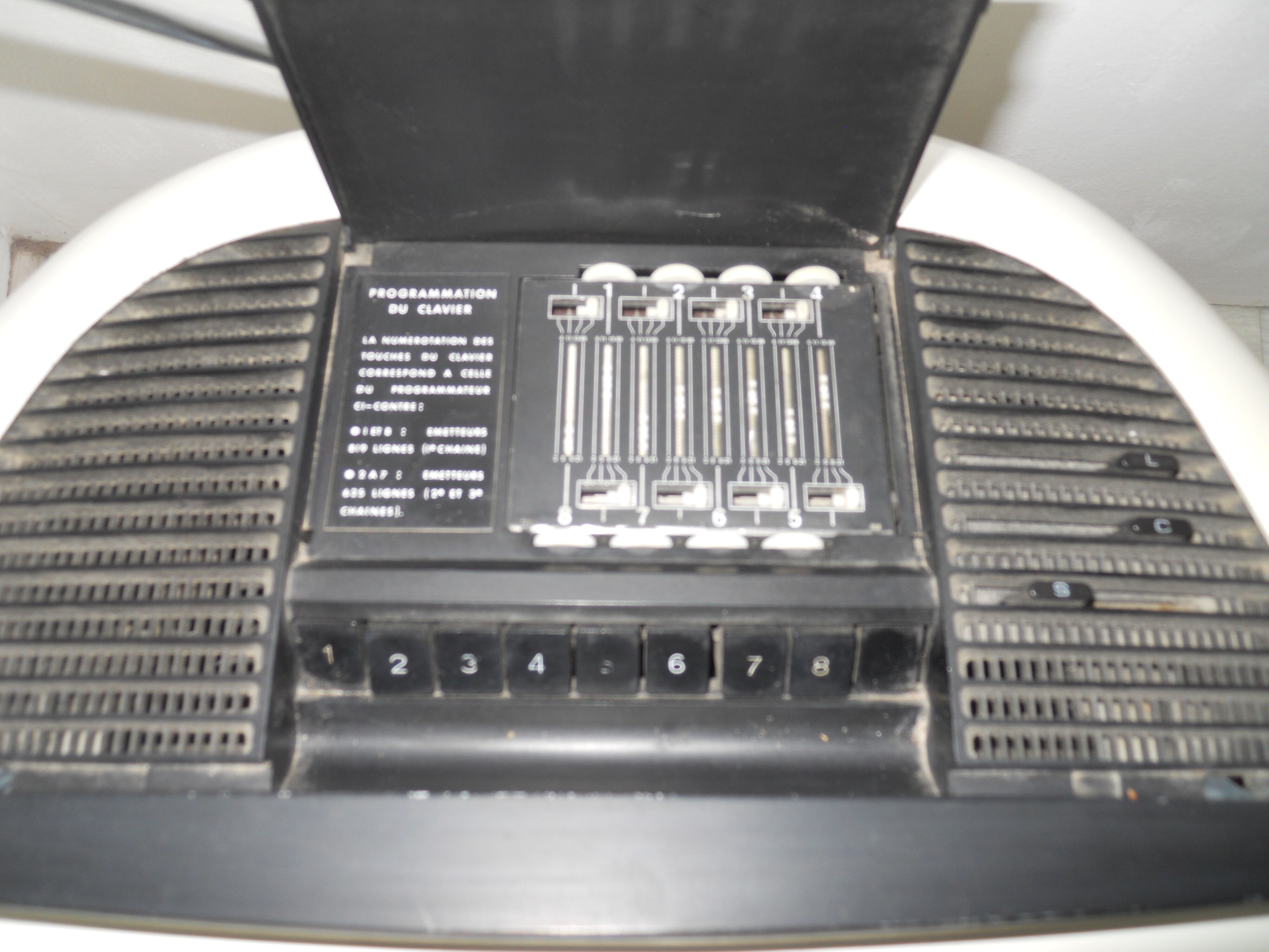 White vintage TV Pathe Marconi The voice of his master