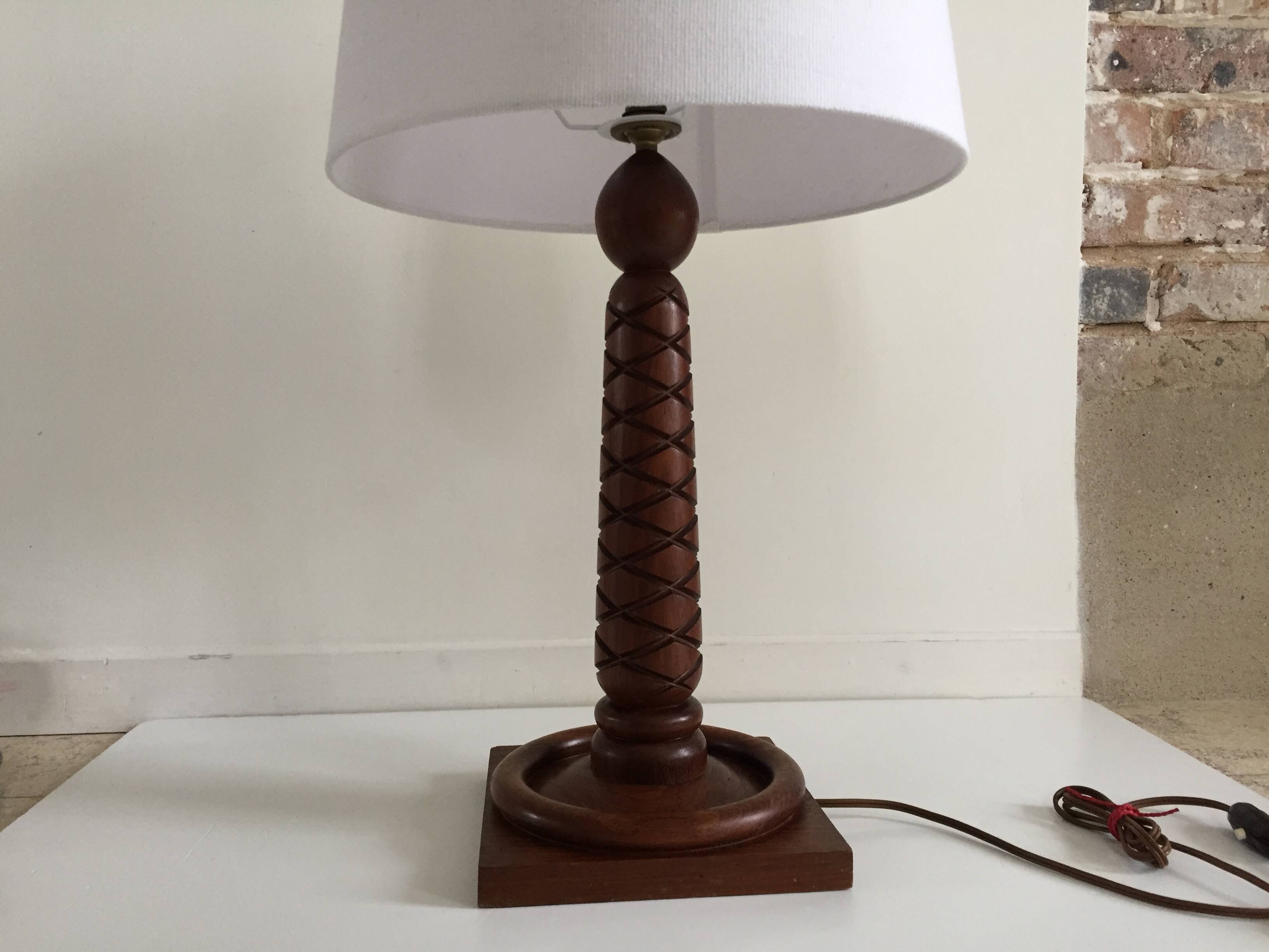 Art deco lamp rosewood carved