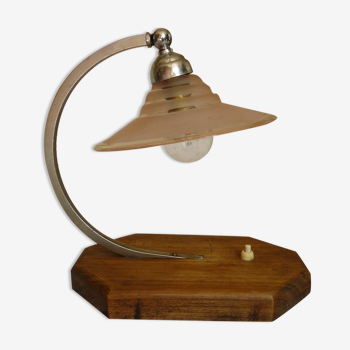 Lampe de table ou de bureau art déco socle bois