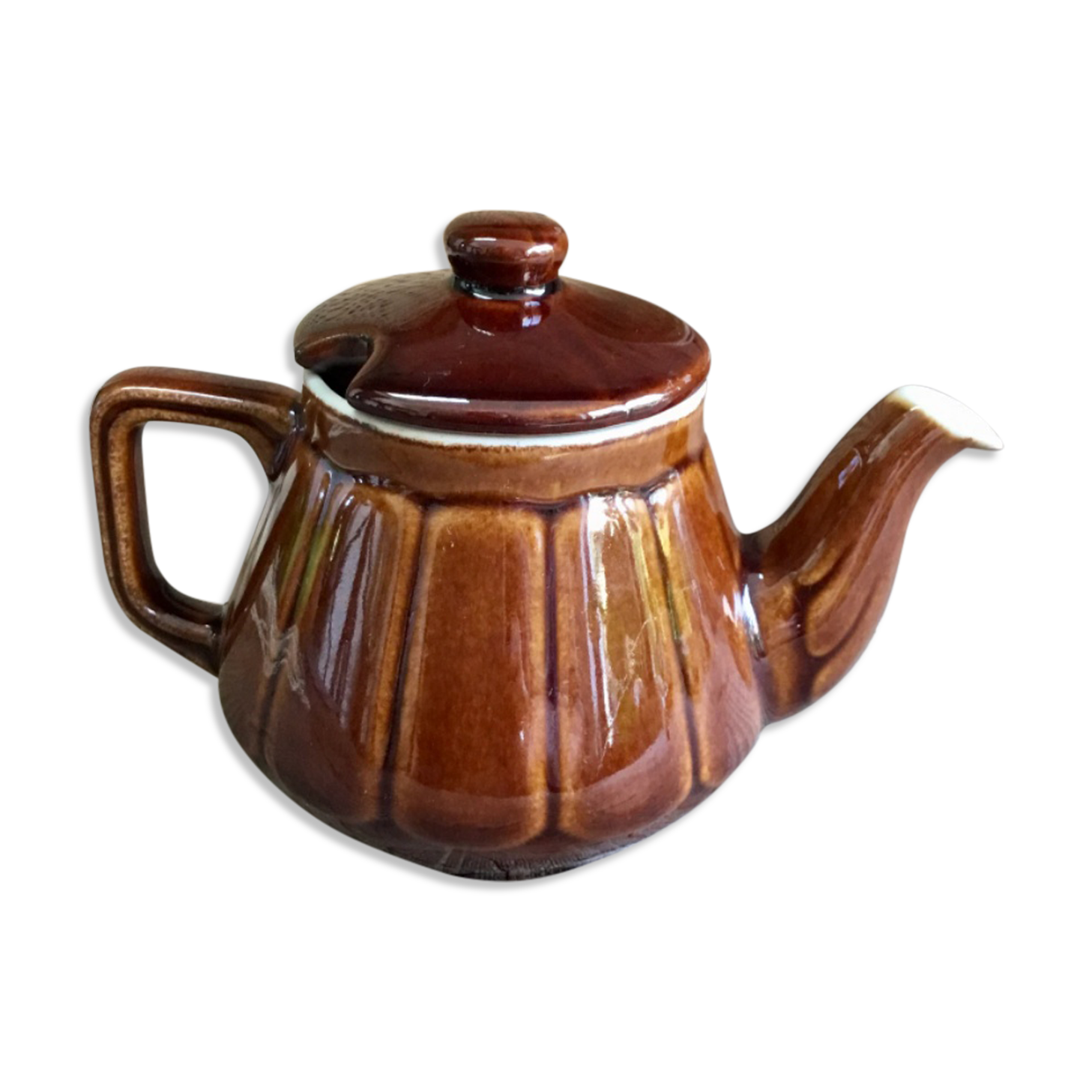 Vintage brown ceramic teapot