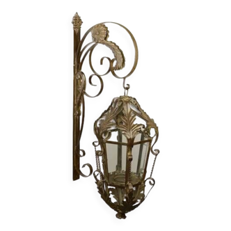 Patinated iron wall lantern