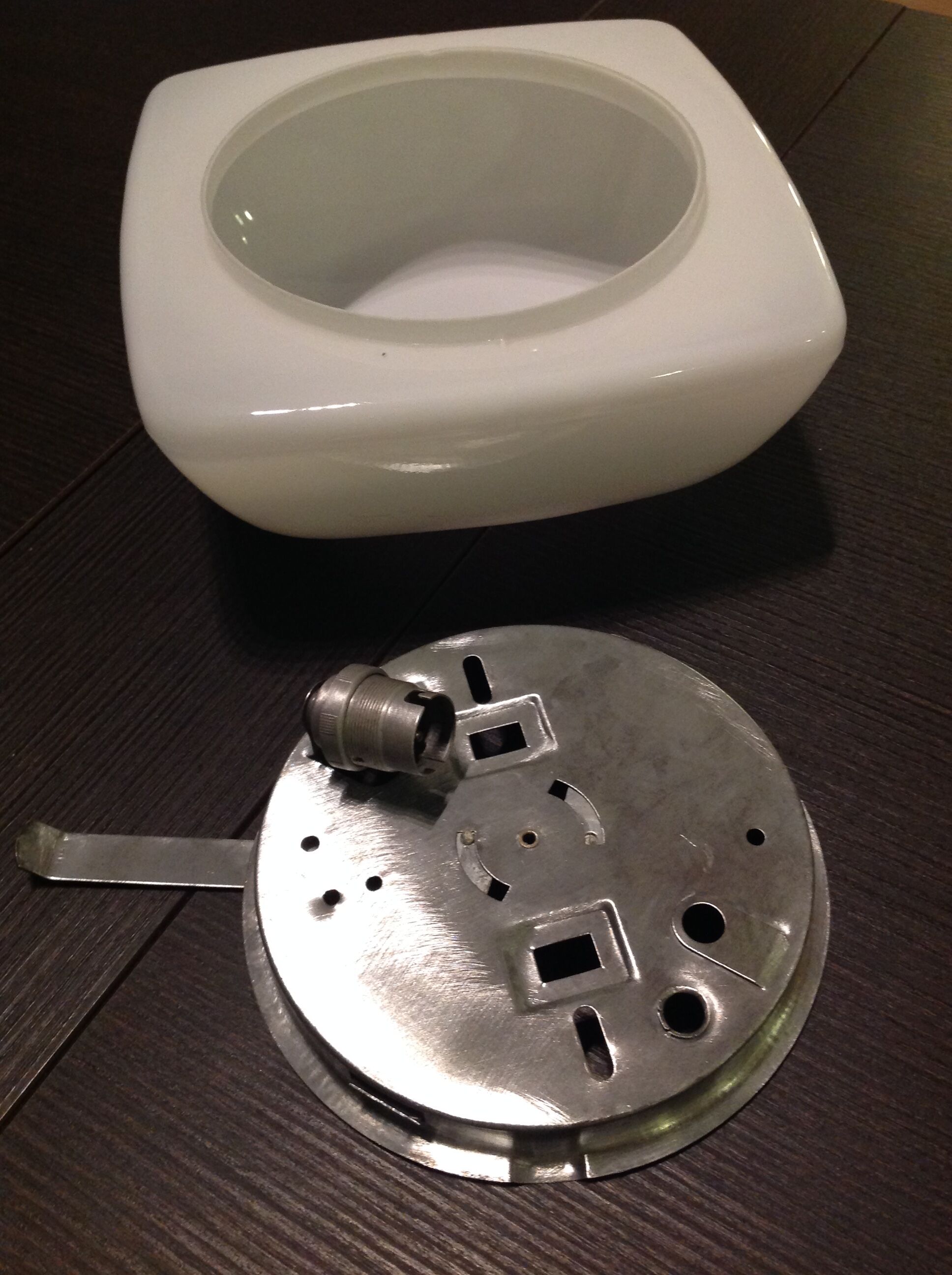 Ceiling square 70s vintage white opaline