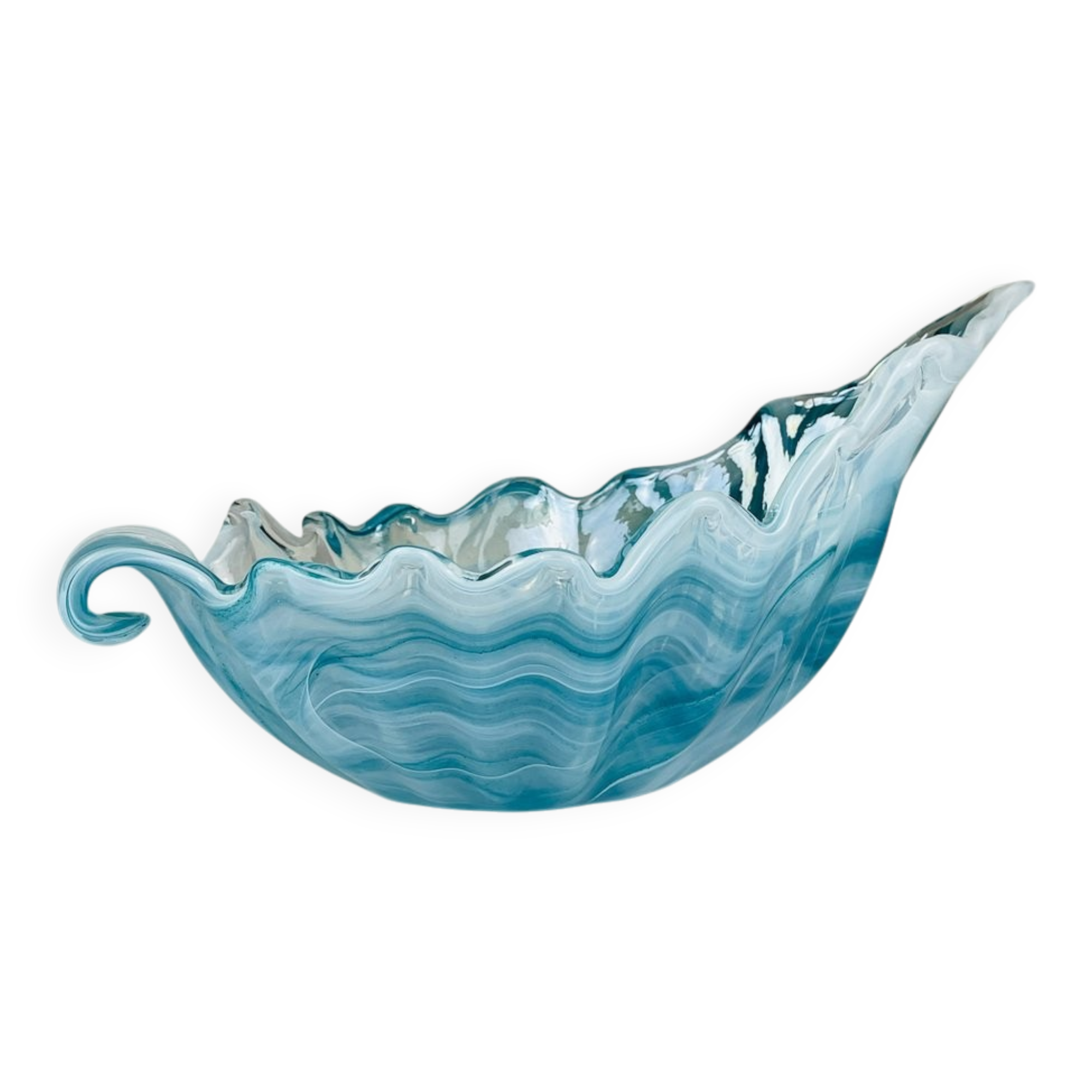 Vintage Italian Blue Art Glass Vase, 1990s