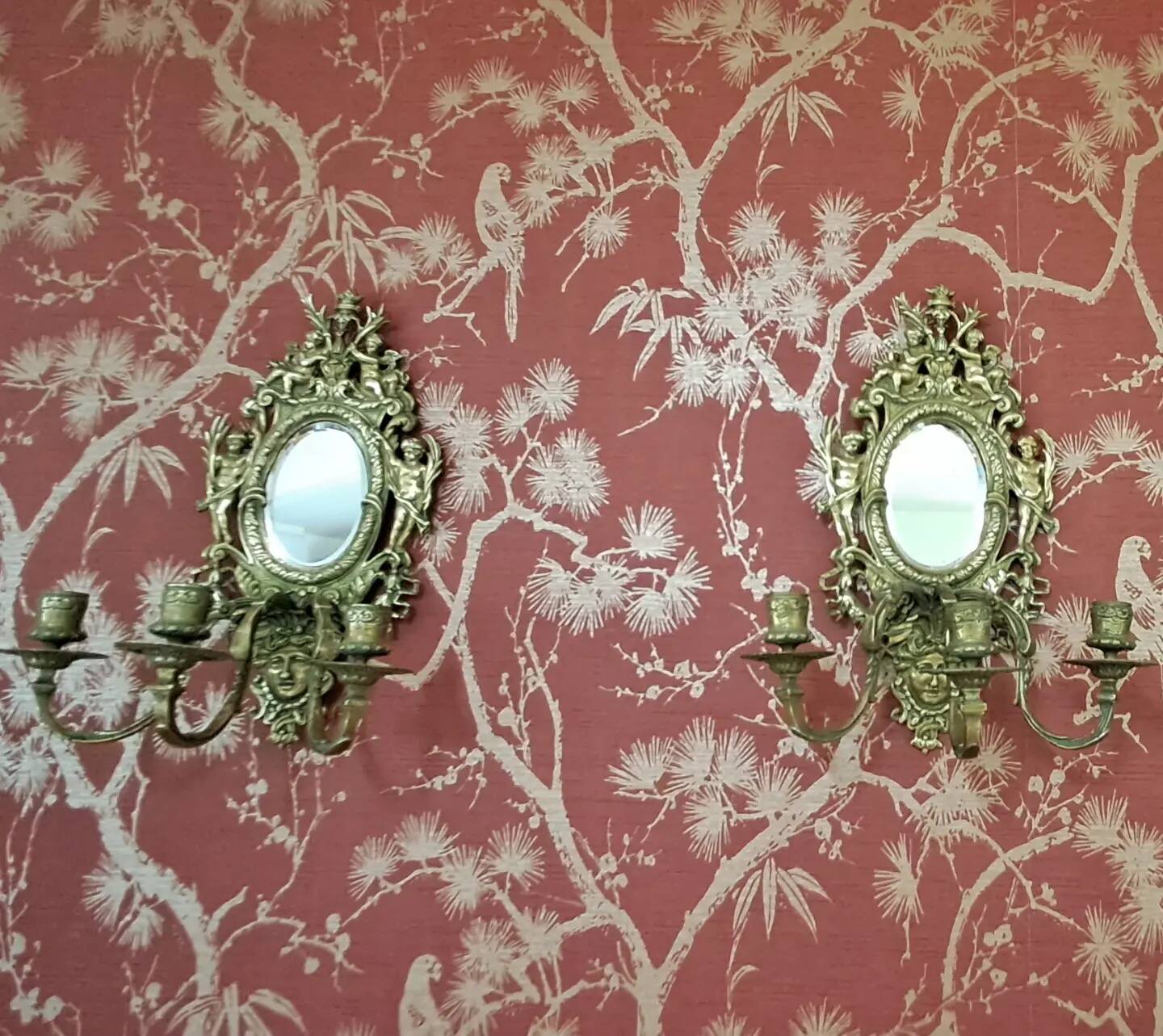 Pair of solid brass wall lights 38 x 18