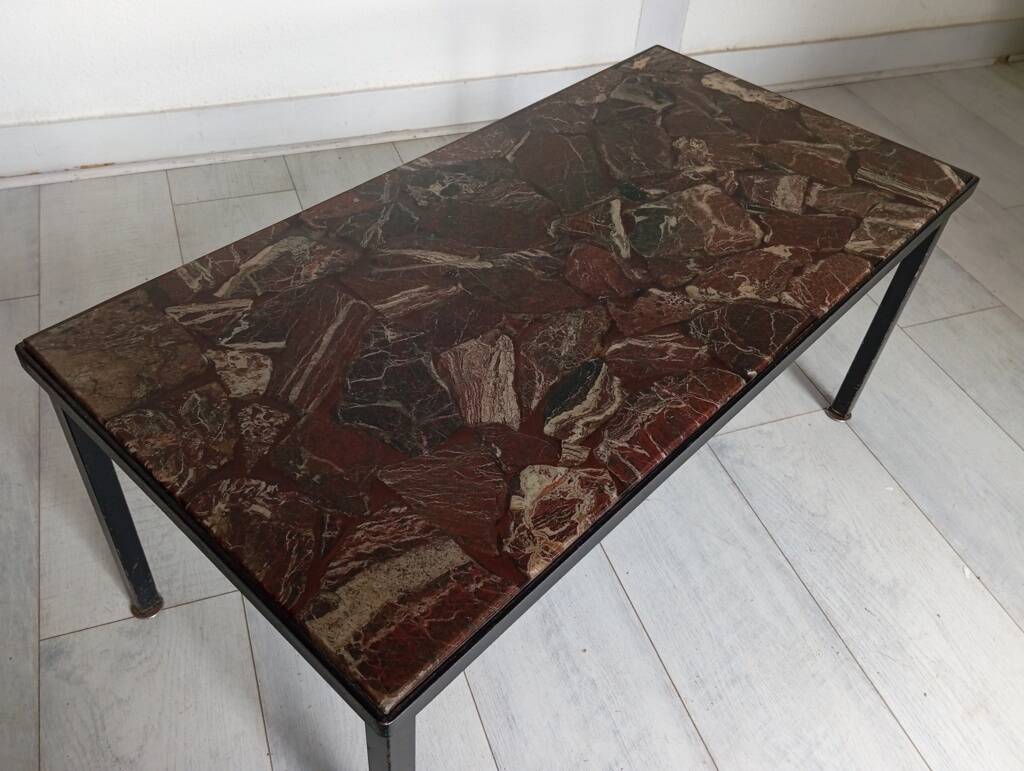 Table basse en pierre naturelle et résine, années 70