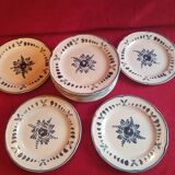 Set of 12 flat plates in pornic earthenware model "stuart"