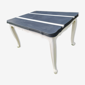 Table louis XV pied escargots plateau carbone et bandes blanches Alaska pieds blanc Alaska