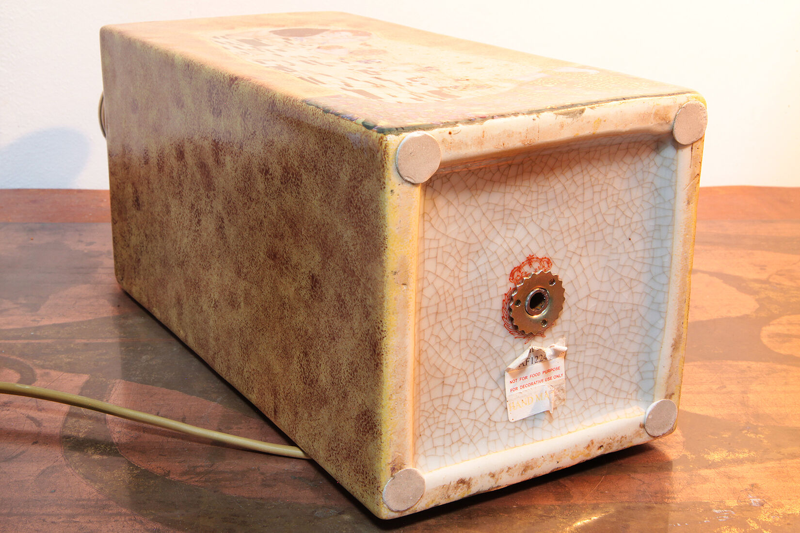 Set of two handmade ceramic gustav klimt table lamps, 80s