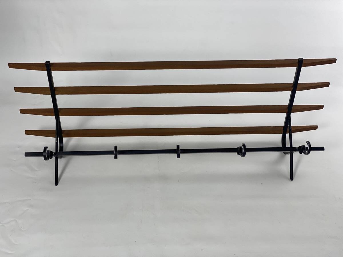Coat rack 1950 metal and vintage wood