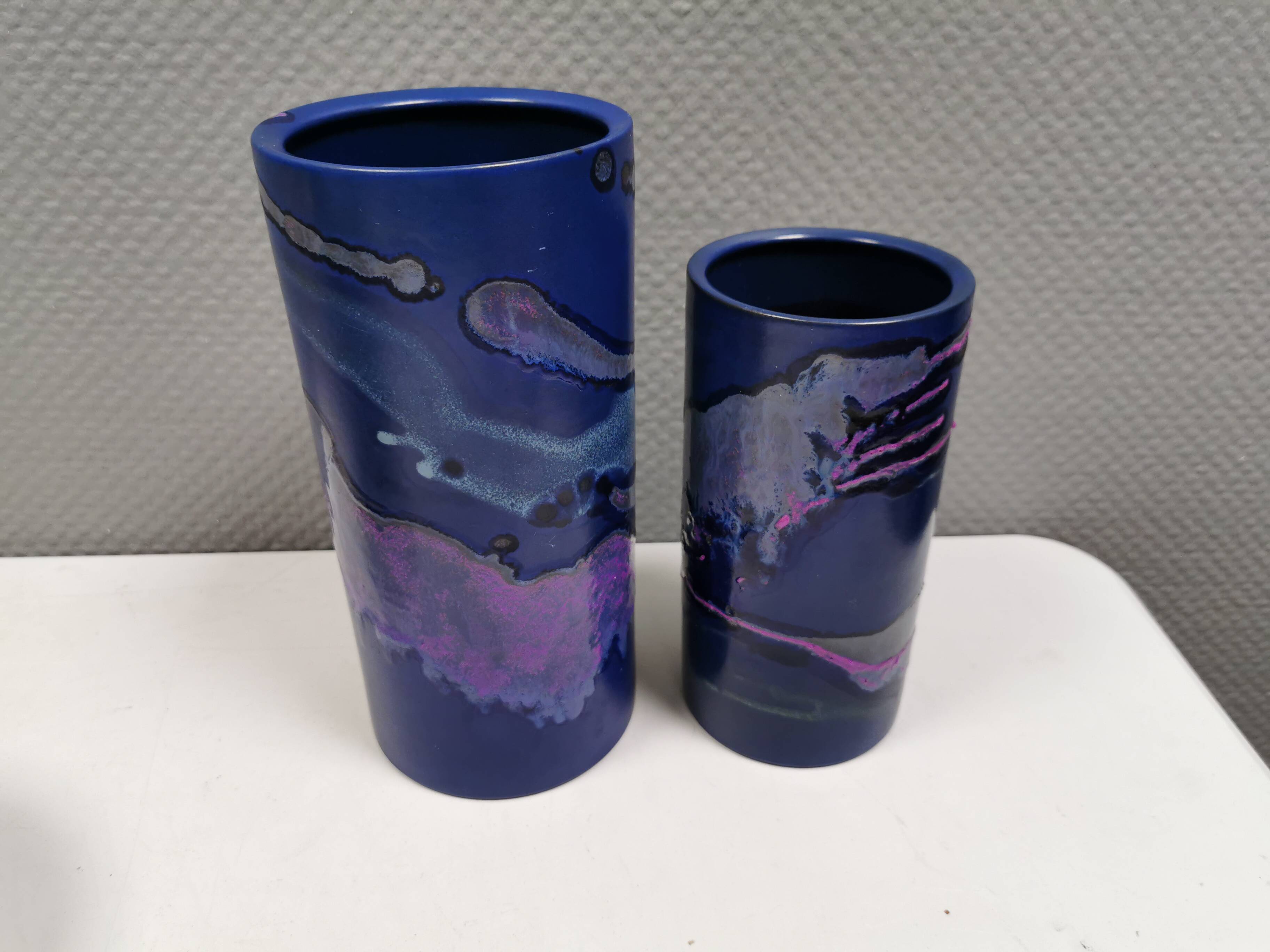 Two beautiful vases from Danish Knabstrup, Marina series 1970s.