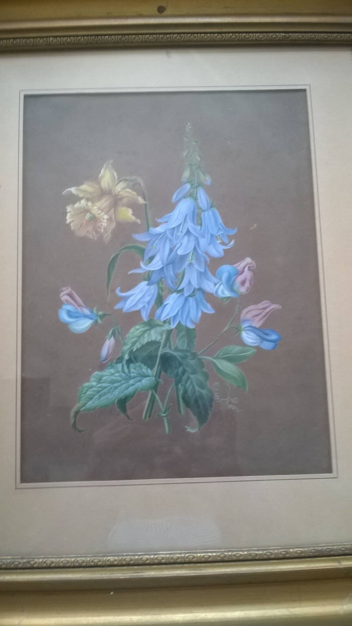 Antique painting - floral composition - gouache signed Gustinoff 1851