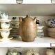 Brown stoneware jar