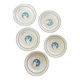 Set of 5 vintage dessert plates retro earthenware geese patterns stoneware moonlight