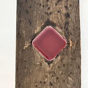 Miroir à Cadre en Céramique Émaillée Bronze à Cabochons Rouges. Travail Fra