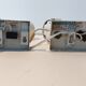 Pair of modernist wall lamps Lita model 0234 white Vintage.