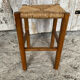 Antique Carved Wood Stool + Vintage Straw Seat #E099