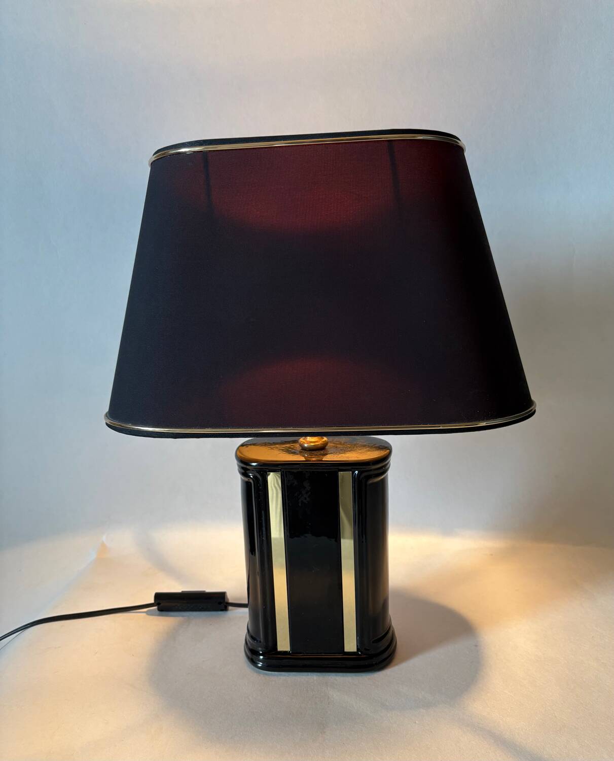 Black ceramic lamp from the 1980s