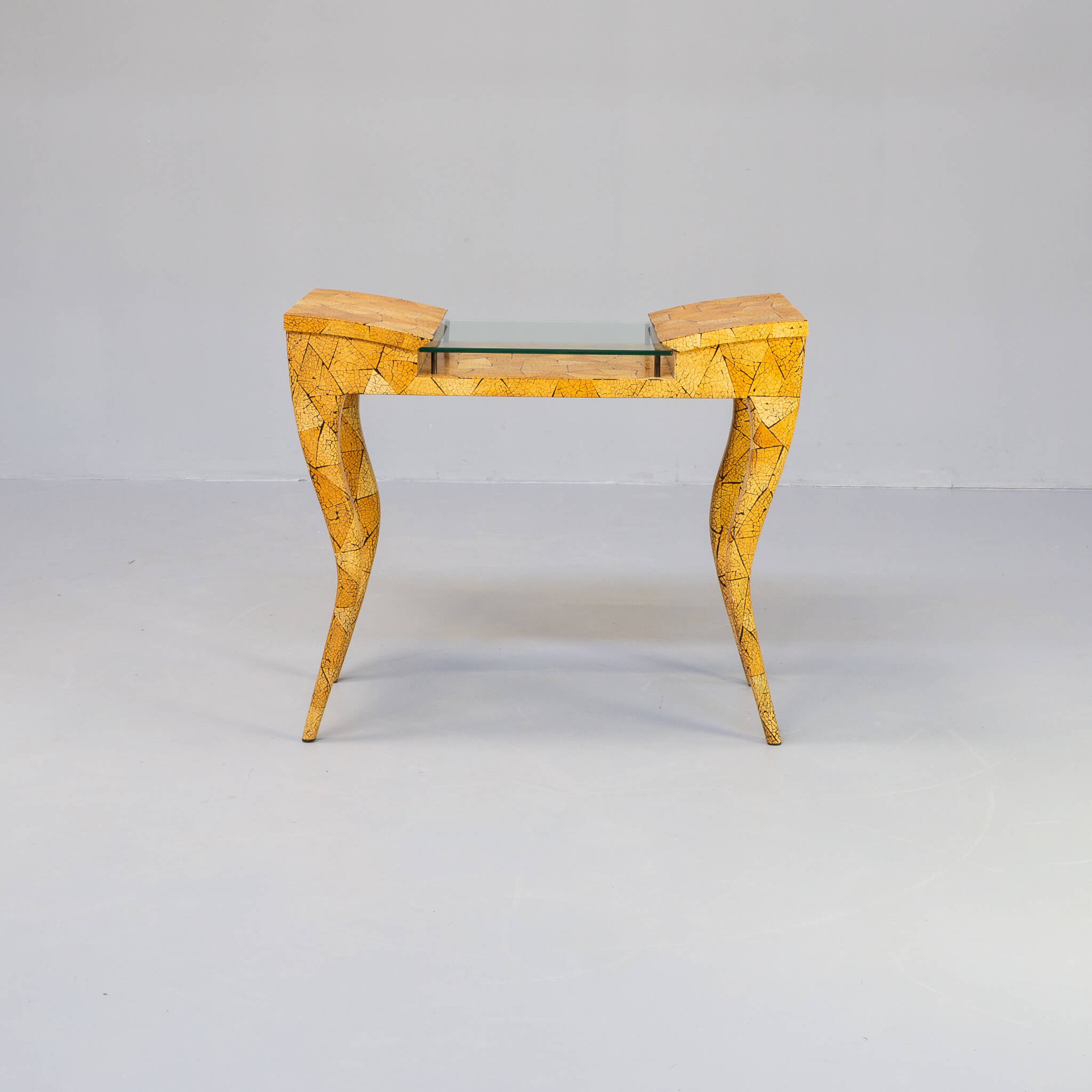 80s R & Y Augousti coconut shell inlay side table