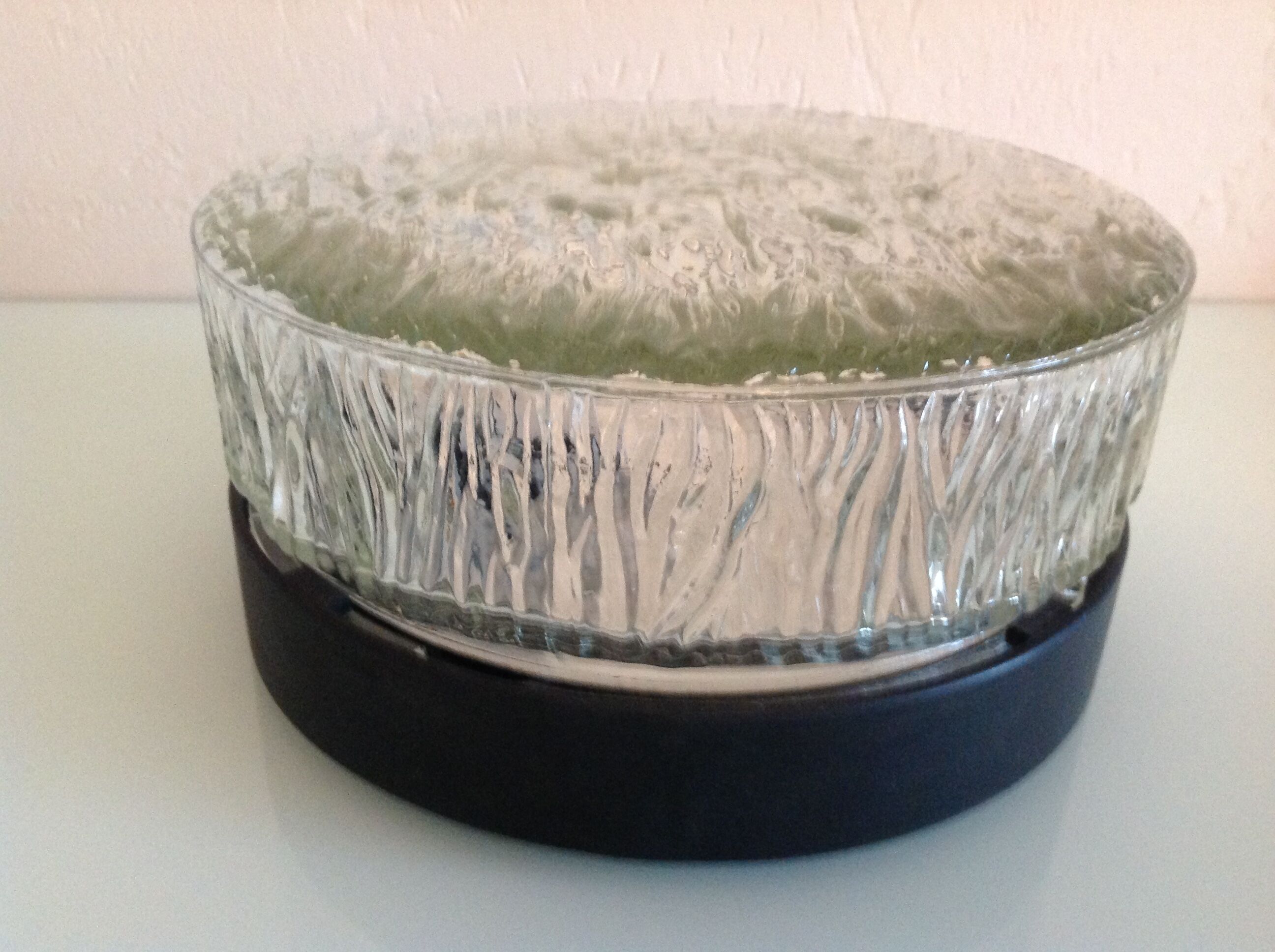 Vintage 60s-70s round ice glass ceiling light
