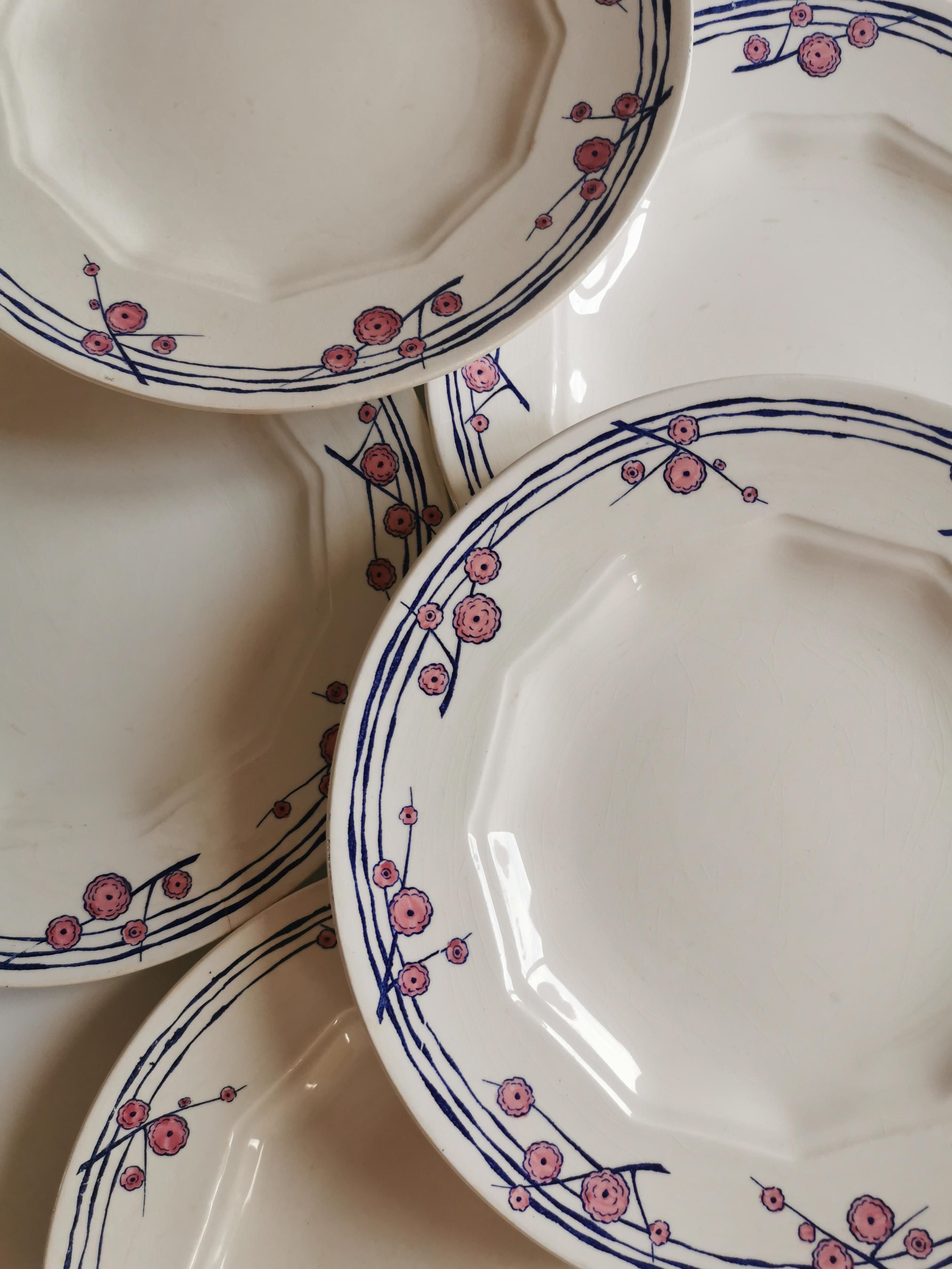 service of 6 flat plates in HBCM HBCM Hippolyte, Boulenger, Creil - Montereau
