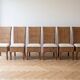Set of 6 dining chairs in rattan and wood